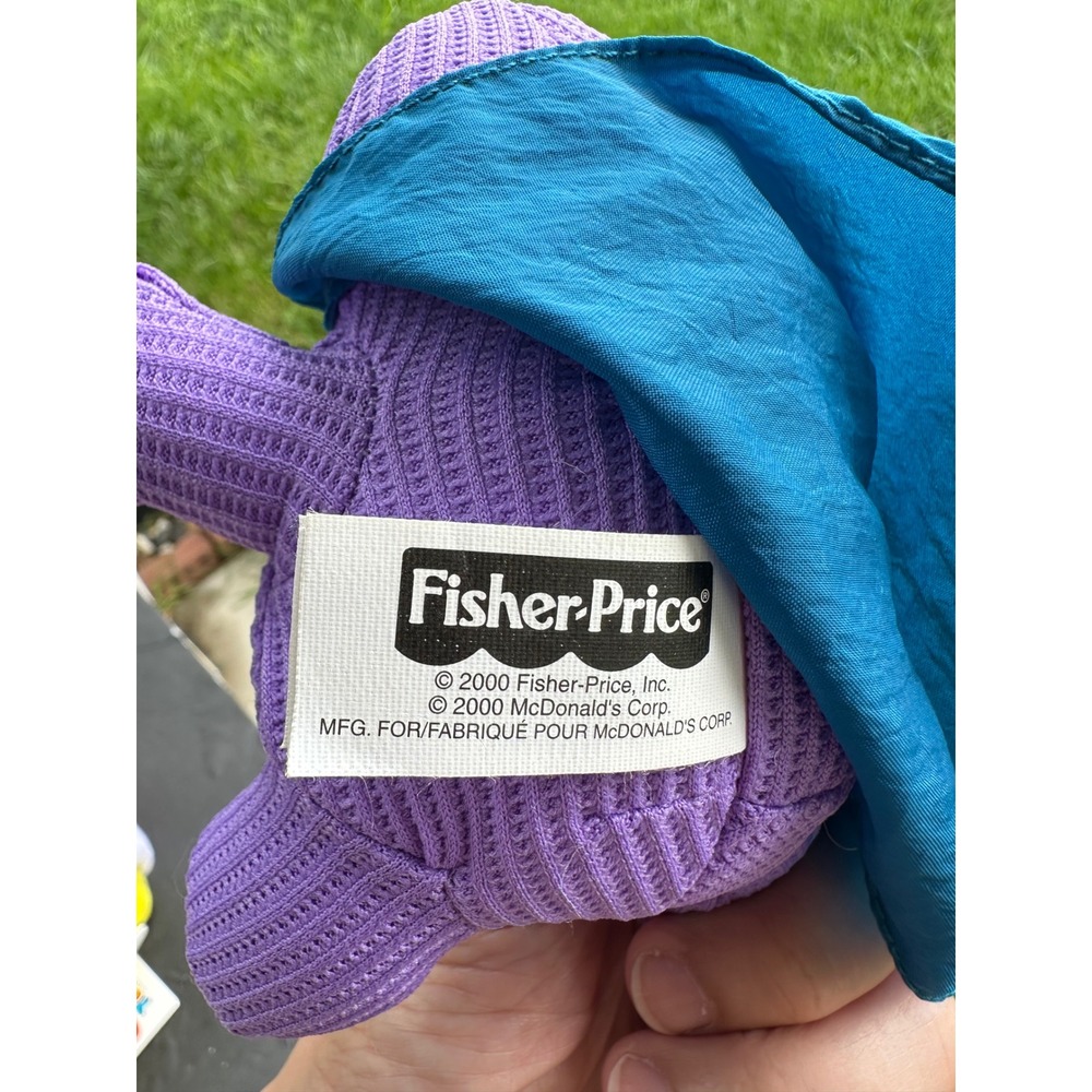 Vintage2000 McDonald Grimace Plush Fisher-Price Waffle Knit Purple Toy with Cape - Picture 3 of 6
